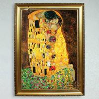 75*105油画 装饰人物画临摩克林姆特名画有框画 油画颜色如图配金色画框 带框尺寸75x105cm 单幅
