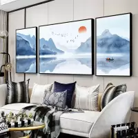 5d钻石客厅山水三联画新款 三联画客厅抽象山水画点钻十字绣5d钻石绣 总画布220x80cm左右60x80/中间100x