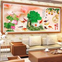 大展宏图满钻钻石画 2019新款5d家和万事兴十字绣百财纳福客厅白菜九鱼图绣 满钻圆钻280*110cm/AB彩钻