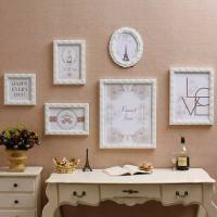 墙上实木装饰品+挂画客厅 欧式装饰品墙面壁饰实木画框创意客厅背景墙花组合摆件挂墙上 淡雅丽莎(花艺款)