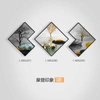 轻奢大气多边形客厅装饰画卧室挂画壁画餐厅现代简约沙发背景 摩登印象I款 80*80[总长约3.2m,高度约1.15m]适