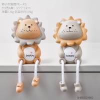 瓷娃娃摆件 北欧可爱吊脚娃娃创意小摆件家居装饰品ins少女办公桌面摆设 狮子储蓄罐大号-灰色