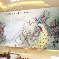 十字绣孔雀开屏花开富贵2米4家和万事兴线绣客厅简约现代花卉2019新款 【棉线-大格】236*116厘米【4股线更饱满】