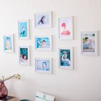 卧室挂墙画简约照片墙5寸6寸7寸10寸九宫格创意组合相框挂墙客厅装饰画 白色照片墙 10寸9个相框组合+洗9张照片