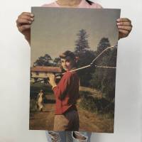 海报墙纸性感美女动漫海报赫本斯嘉丽经典复古怀旧牛皮纸海报宿舍酒吧墙贴 乳白色H426赫本A