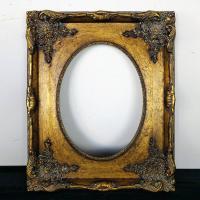 椭圆框的相框 欧式实木色画框椭圆复古做旧画框可定制 加有机玻璃和背板 内径60*60cm