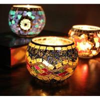 蜡烛灯罩 浪漫西餐厅杯欧式玻璃酒吧个性马赛克礼品香薰咖啡厅 红色