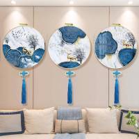 珍爱十字绣 2019新款线绣小件客厅小幅发财鹿简单绣手工自己绣挂件三联 棉线[37*37cm*3]玻璃框+流苏