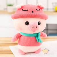 女生床上摆件可爱 小公仔毛绒玩具玩偶大号书包挂饰可爱女孩床上挂件摆件猪猪布娃娃 粉色帽子猪 约50厘米(无挂绳)