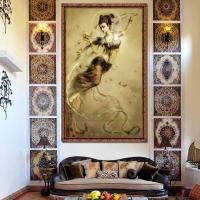 十字绣古典美女青飞精准敦煌飞天反弹琵琶美女祈福仙女人物观音玄关钻石画 左图敦煌祈福仙女95X160亮丽丝线精准印布大