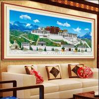 布达拉宫十字绣 钻石画布达拉宫满钻大幅客厅贴钻十字绣点钻钻石绣西藏民族 250*90cm魔方圆钻满钻一整幅全贴背景也贴钻