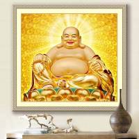 钻石十字绣新款客厅大肚佛画2019满钻佛教佛像金身弥勒佛佛堂点钻贴钻钻石绣 【魔方圆钻满钻】90x85厘米