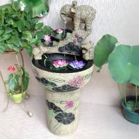 象 大型家居喷泉流水摆件客厅水景鱼缸装饰品摆设 象牙白(雾化款式)