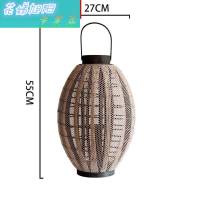 [京选好物]中式竹LED落地灯台灯客厅竹艺灯北欧现代样板间落地布面木质烛台风灯 花园玄关装饰 超大号带蜡烛(电子蜡烛)