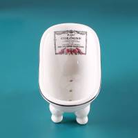 沥水排水肥皂盒 肥皂盒架沥水北欧ins卫生间陶瓷卡通皂盒个性创意可爱香皂盒家用 黑框巴黎浴缸皂盒