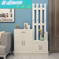 鞋柜带挂衣架一体组合衣帽架落地式卧室进玄关衣帽柜家用厅柜带衣架实木鞋架多层