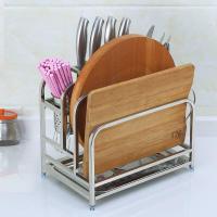 加厚304不锈钢刀架砧板菜刀座置物架多功能收纳家用放刀具插刀架 201全不锈钢[双砧板位]