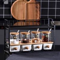 调料盒套装厨房调味瓶置物架调味瓶盐糖酱醋多功能收纳架 CD916