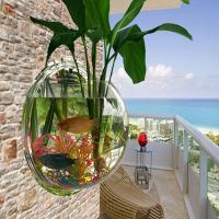 个家居客厅墙面装饰挂墙鱼缸墙上装饰水族壁挂水培花盆田园壁饰新 透明