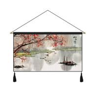 文艺古风大幅挂毯客厅玄关背景墙布艺挂画横幅沙发背景墙壁画直播用民宿用 山水情(120*65cm)不支持退换
