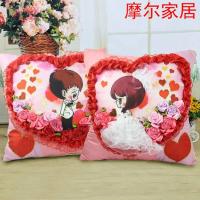 新款结婚庆丝带绣抱枕新款一对立体绣2020非成品十字绣手工刺绣靠垫时尚 一对都要实惠带芯