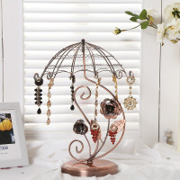 半个许仙古铁艺耳环架 72孔96孔可旋转耳环挂件展示架 耳钉手链饰品架 伞形古铜色