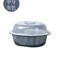 半个许仙简约现代家居塑料洗水果沥水篮带盖双层洗菜篮子水果盘带厨房沥水盆大号淘菜娄用品用具 巧克力色大号(圆形)
