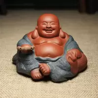 半个许仙紫砂茶宠弥勒佛塑摆件 作品 笑口弥勒佛礼盒包装 绿色