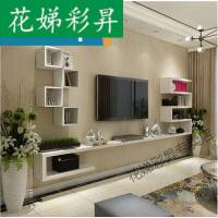景墙装饰墙上置物架现代简约壁挂电视柜客厅影视墙隔板机顶盒架壁挂电视背景墙柜组合套装多层 3全白