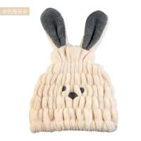 儿童干发帽女童可爱吸水速干宝宝婴儿卡通包头干发巾擦发浴帽 米色兔耳朵+粉色大嘴巴