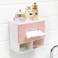 免打孔卫生间厕纸挂双层抽纸盒收纳架置物架厕所放卫生纸纸巾防水 升级款-北欧粉