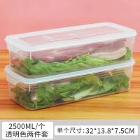 冰箱收纳盒长方形保鲜盒鸡蛋盒冷冻盒抽屉式厨房密封盒食品储物盒 透明-4200ML[三件套]