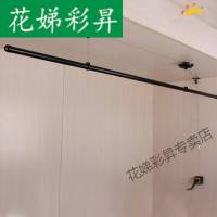 单杆黑色晾衣架手摇升降晾衣架晒衣杆阳台自动升降晾衣架晒被架晾衣架单杆升降摇室外晾衣架伸缩式定制