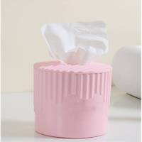 卡通可爱车载纸巾盒创意家用客厅卧室纸抽盒桌面塑料纸巾收纳盒子 圆形小兔子全身版粉色