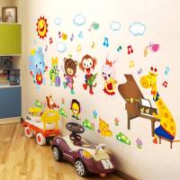 音乐舞蹈教室幼儿园教室墙面装饰布置墙贴纸卡通主题背景培训班级 音乐动物宝宝