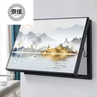 电箱装饰画新中式免打孔配遮挡电闸盒山水画电源箱开关挂画 金山风景 80*60(遮挡70*50)cm液压式(水晶面)轻