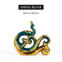 北欧欧式轻奢创意摆件家居饰品客厅电视柜酒柜装饰工艺品天鹅摆设 轻奢绿金四口吉祥鹿一套