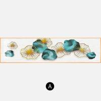 连年有余 现代轻奢风格装饰画卧室床头画创意荷鱼新中式客 S058-A 50*200cm奢华金框横幅(金属画框+有机玻璃)