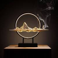 创意家居中式禅意摆件现代简约办公室客厅玄关桌面装饰倒流香熏炉 千里江山(简约)+160个香+香夹子