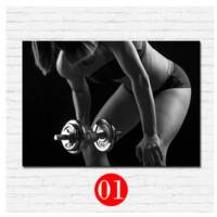 健身房海报装饰挂画宿舍励志图片挂画美女肌肉男海报运动墙壁画墙贴 乳白色01 80*120cm大尺寸适合会客厅/前台25m