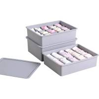 内衣收纳盒多格分类加厚内衣收纳盒三件套有盖塑料抽屉文胸内裤袜子多格储物整理箱子 三件套三盖白