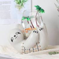 创意摆件办公室动物造型鱼缸熊猫鱼缸树脂工艺品创意家居摆件