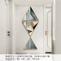 年年有鱼轻奢竖版走廊过道入户玄关装饰画客厅三角形餐厅壁画挂 组合05 组合金色铝合金画框+镜面水晶画芯(60*70)*2