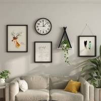 木现代简约北欧客厅餐厅装饰背景相框照片墙组合钟表挂画壁画 占墙面积160cm*75cm 纯黑