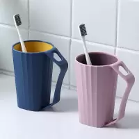牙缸漱口杯家用简约刷牙杯子洗漱杯情侣北欧牙刷杯套装创意网红款 深蓝色+藕粉色
