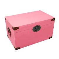 木箱储物箱小收纳箱定制带锁复古实木箱茶几装饰带盖大木箱子盒子 红色 大号72*40*42cm