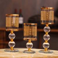 水晶玻璃蜡烛台心经供佛灯摆件佛前供灯防风长明灯酥油灯座 大号心经款高脚烛台