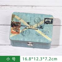 带锁收纳盒创意铁盒收纳整理储物盒密码锁盒小箱子马口铁盒子 浅黄色中号18-爱之玫瑰