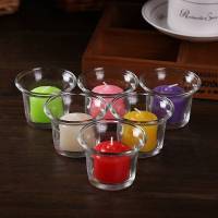 创意香薰蜡烛玻璃杯烛台求婚表白生日烛光晚餐浪漫蜡摆图 混色六蜡烛+玻璃杯