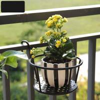 阳台花架家用铁艺悬挂式花盆挂架栏杆多肉绿萝花架子室内置物架 黑色[8个装75元]